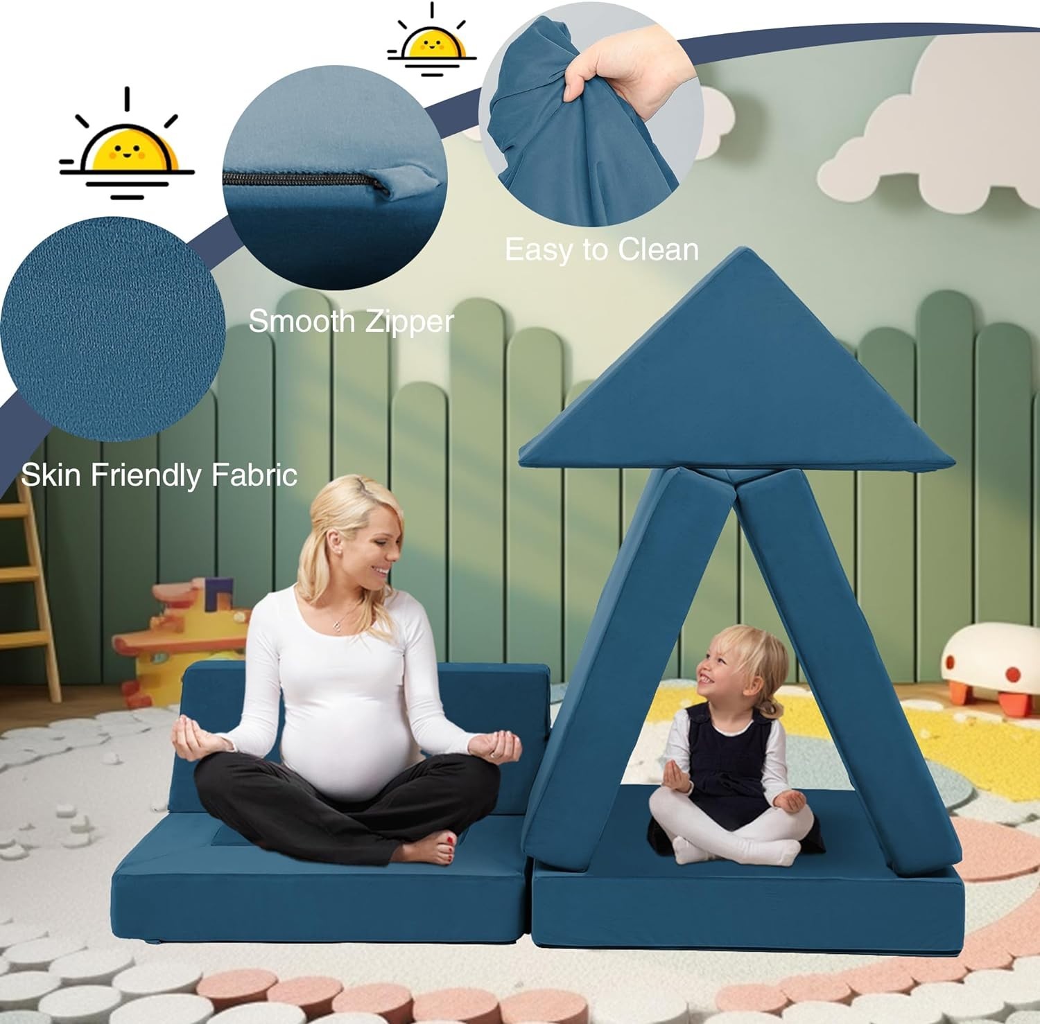 22Pcs Modular Kids Play Couch - Kids Couch for Playroom Bedroom Living Rooms ...