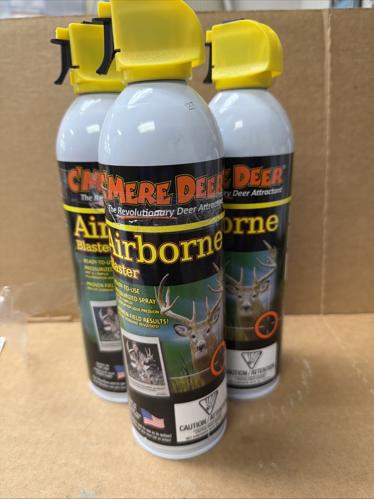 3- 16oz Cans Of “Incredible, C’Mere Deer Airborne Blaster Attractant Spray Hunt