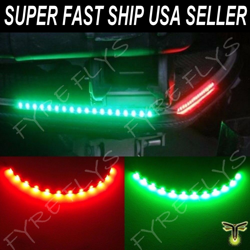Pair Bow LED Lighting RED & GREEN Navigation Kit Bass Boat Pontoon Kayak Conoe