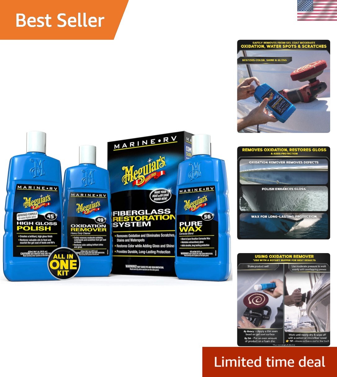 Professional Marine/RV Fiberglass Restoration System - Boat Gel Coat Care Kit