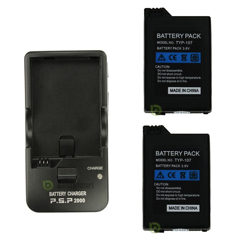 2x 3600mAh 3.6V Rechargeable Battery+Charger for Sony PSP-110 PSP 1000 2000 3000