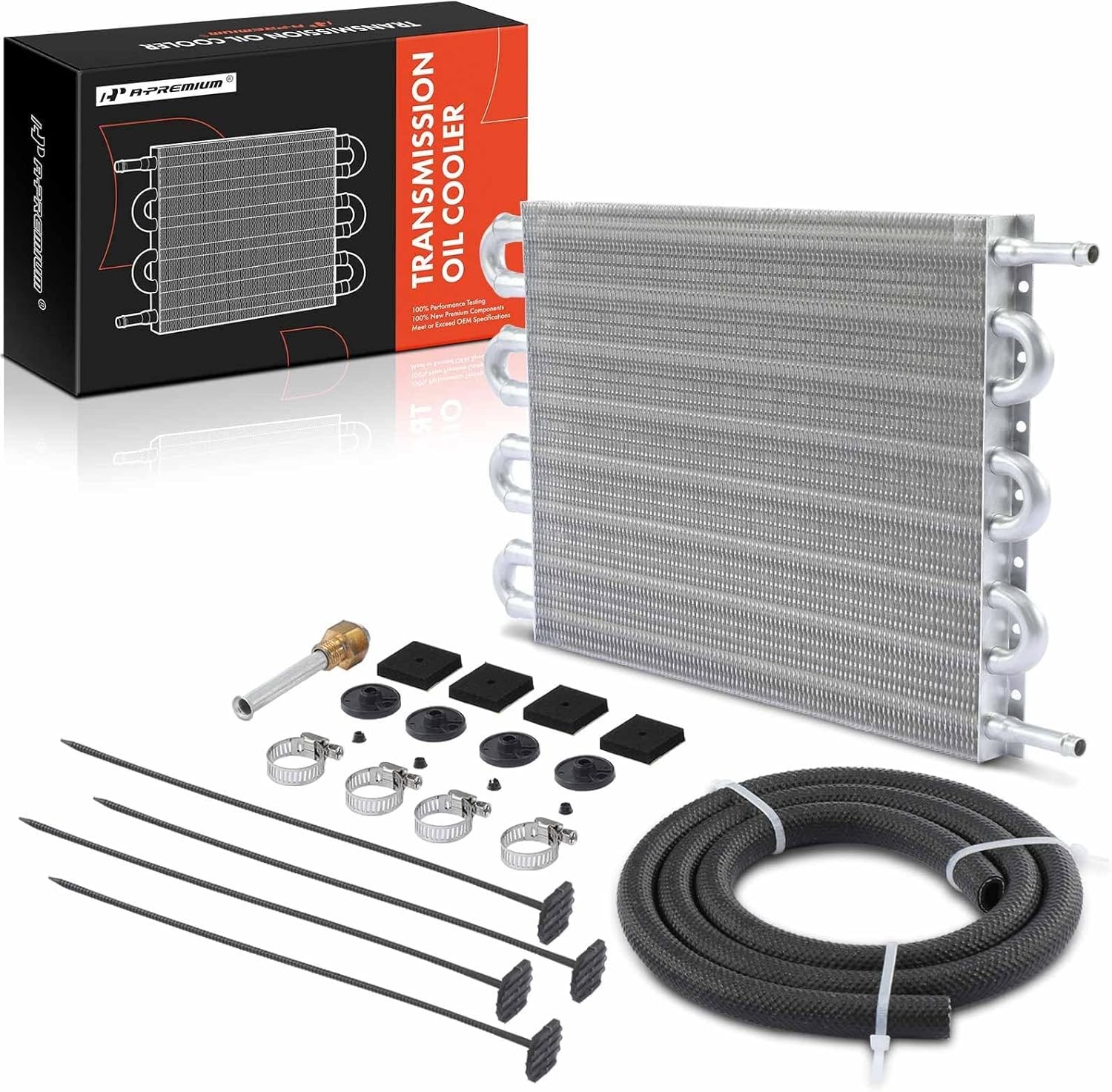 A-Premium Transmission Oil Cooler, Universal Aluminium 8 Pass Tube and Fin, Oil