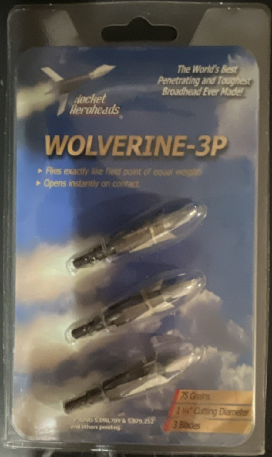 Rocket Broadheads Wolverine-3P Broadhead 75 Grain 3 Blades 3 Pack