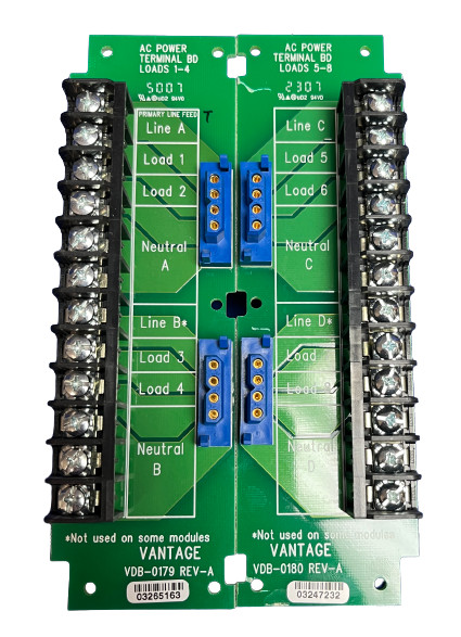 Vantage VDB-0179 & VDB-0180, AC Power Terminal Boards Loads 1-8 PreOwned