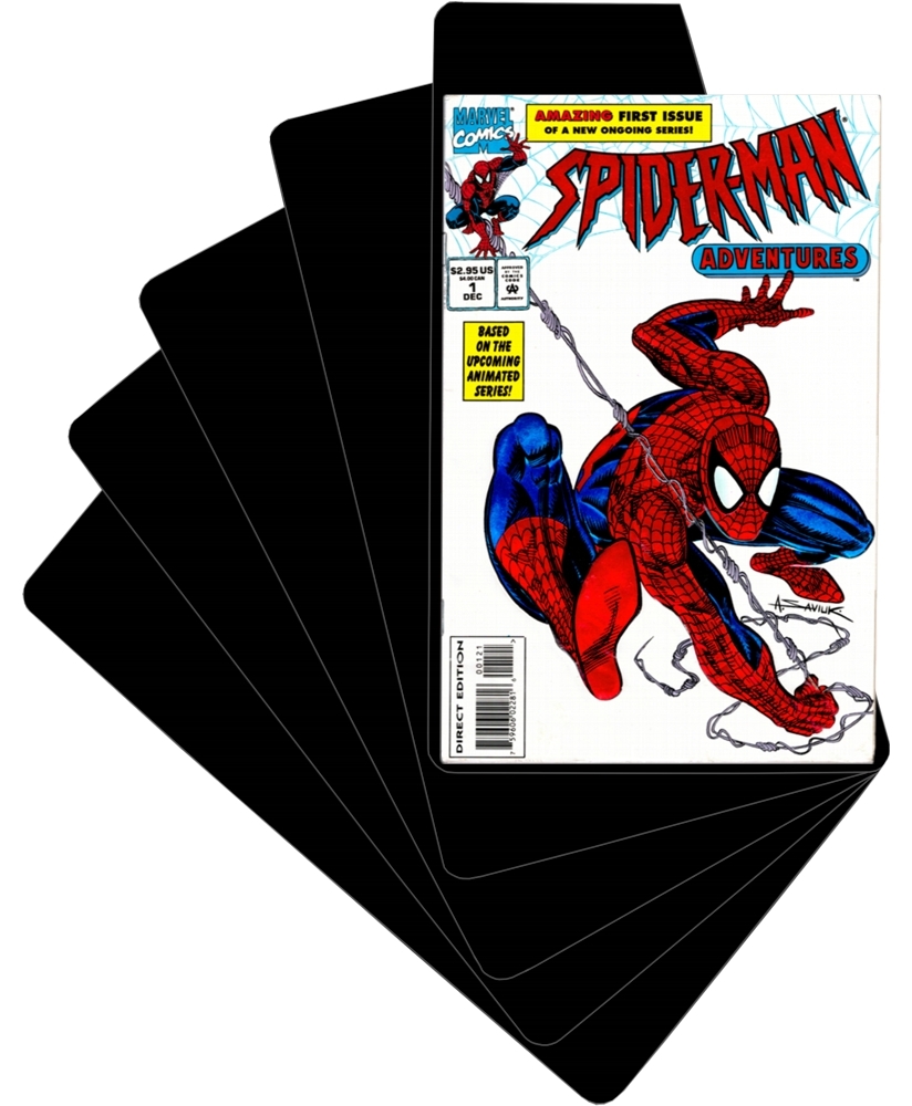 (300) Comic Book Bin Index Divider Cards - Sloped 7"x11" Black HEAVY DUTY 40mil