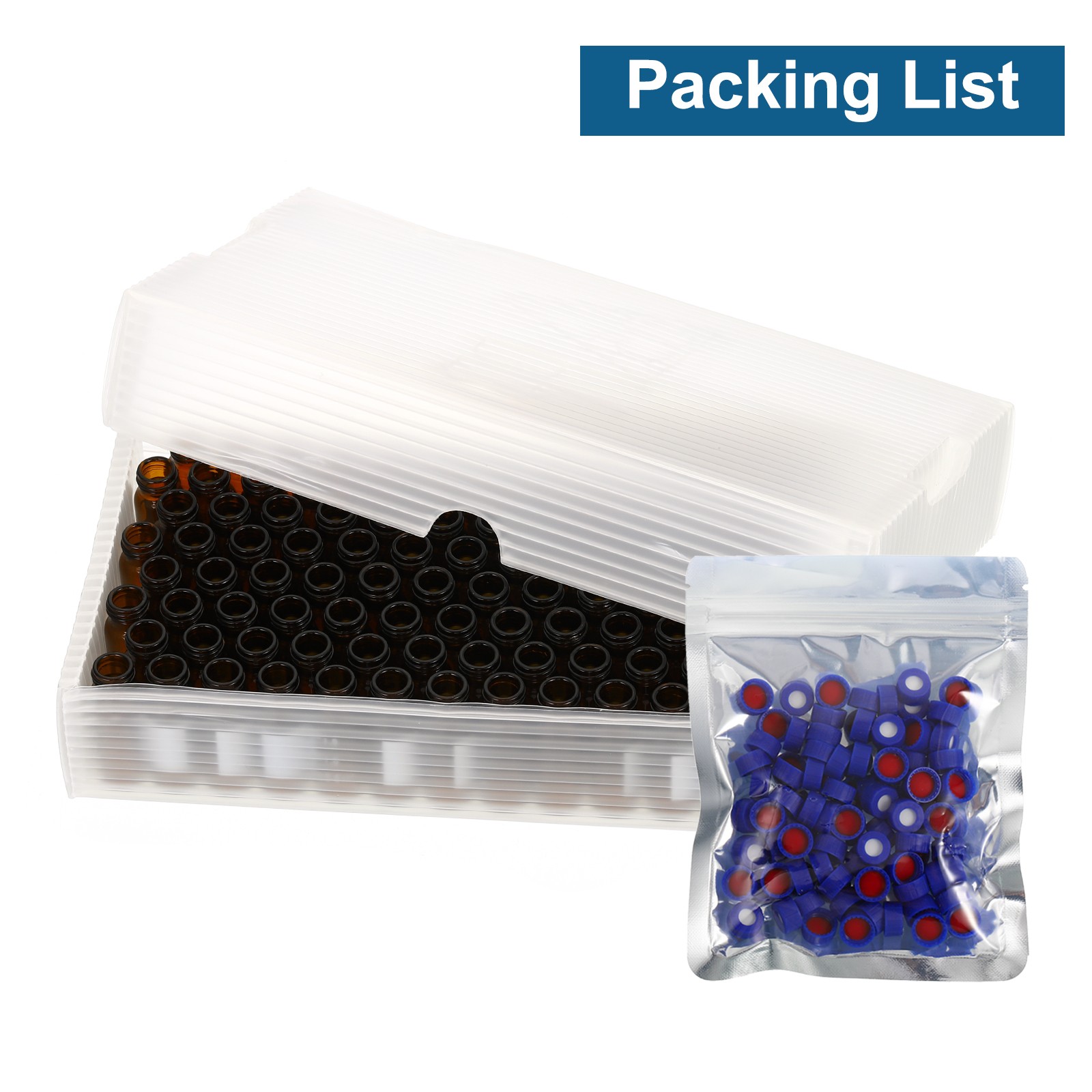 2ml self-sampler vial, 100pcs red patch PTFE & white silicone sets