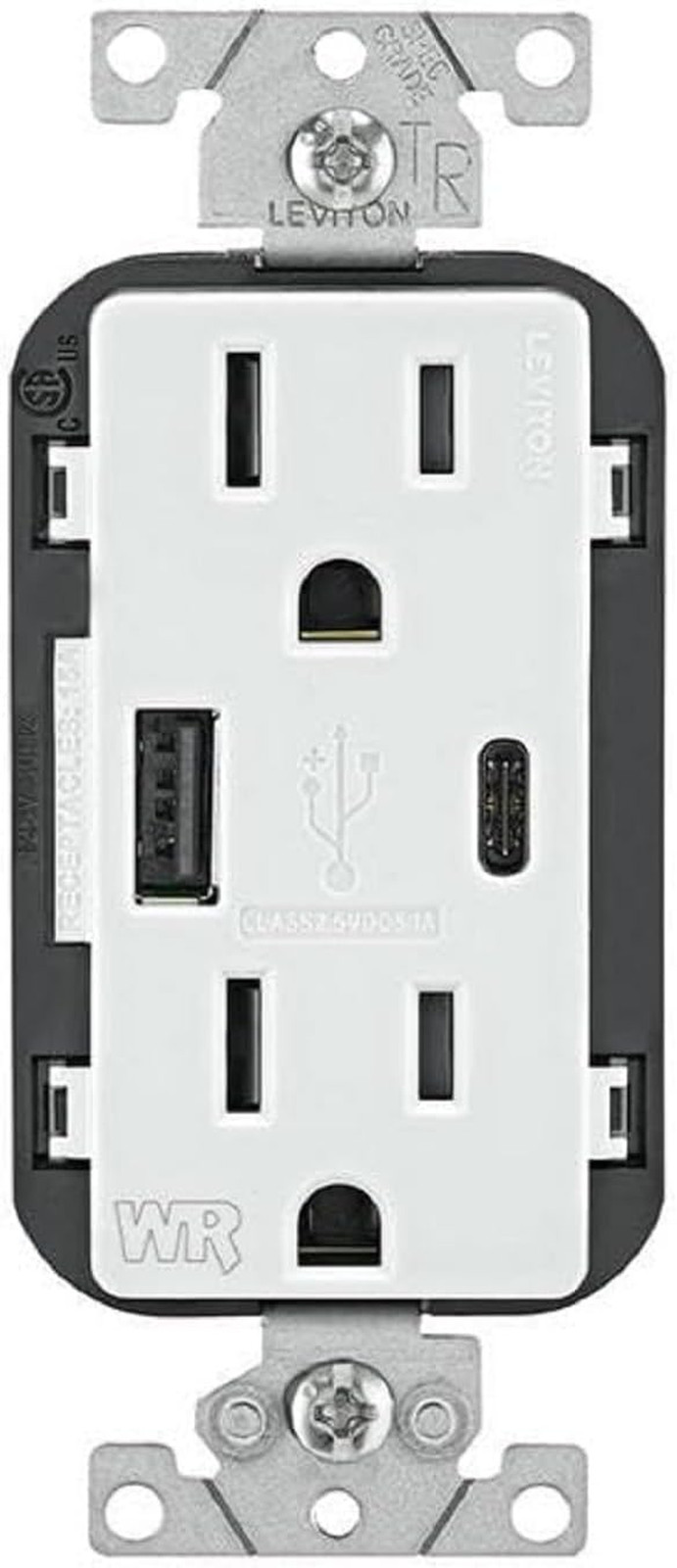 Type a & Type-C USB In-Wall Charger with 15A Tamper-Resistant Outlet, Outdoor US