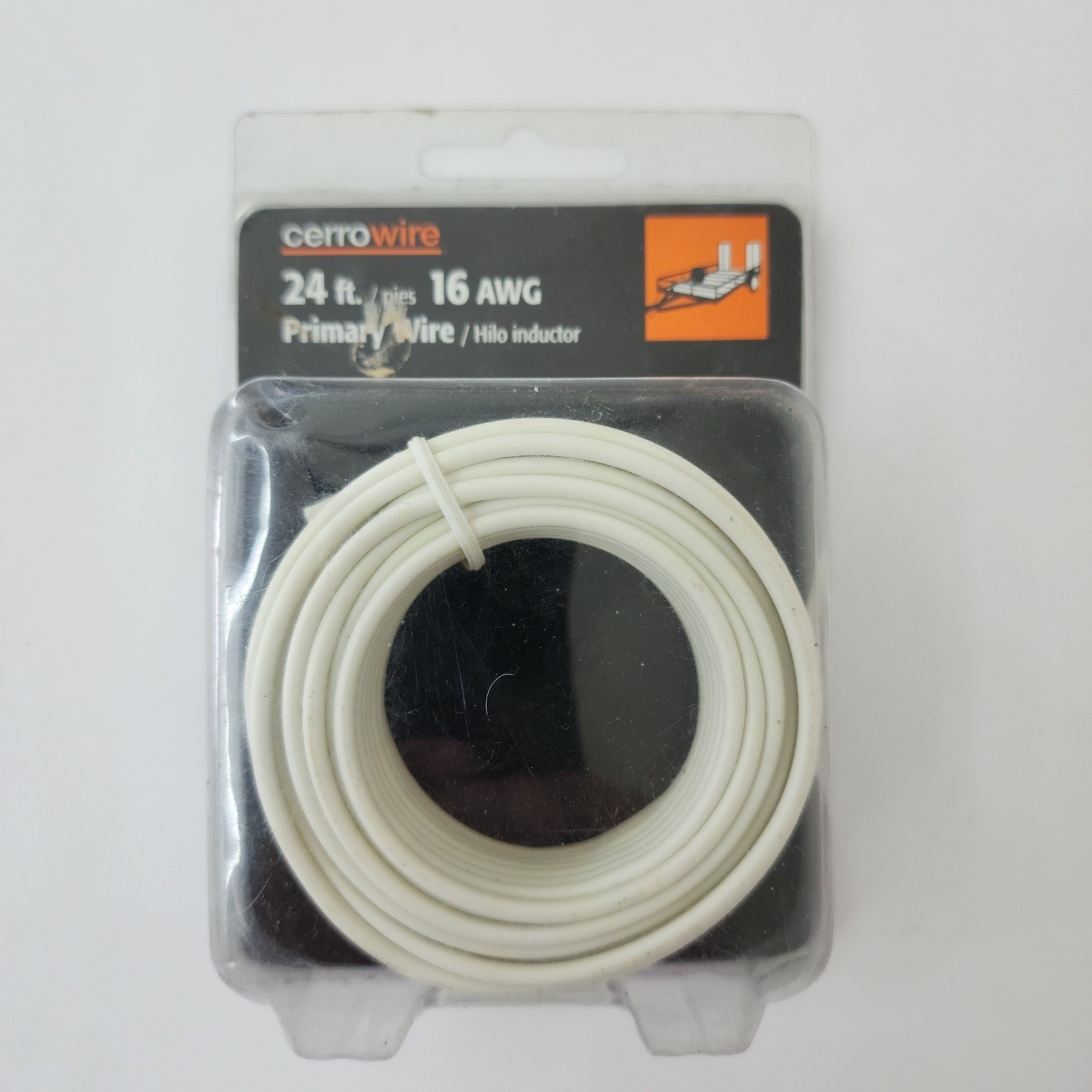 Cerrowire 207-1202R24 16 AWG White Primary Wire 24 ft Automotive Trailer