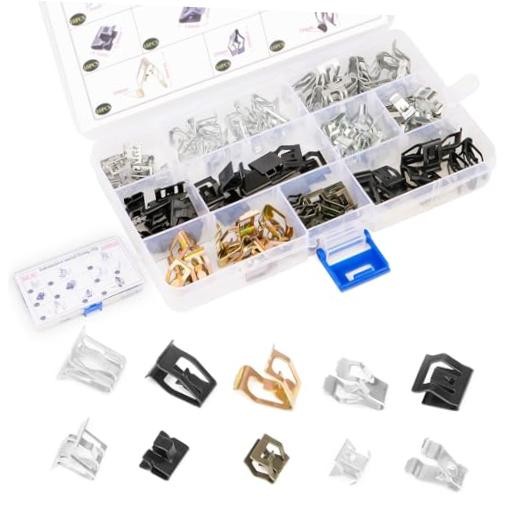 100PCS 10 Sizes U Clip Metal Trim Clip Universal Auto Car Metal Trim U Clip