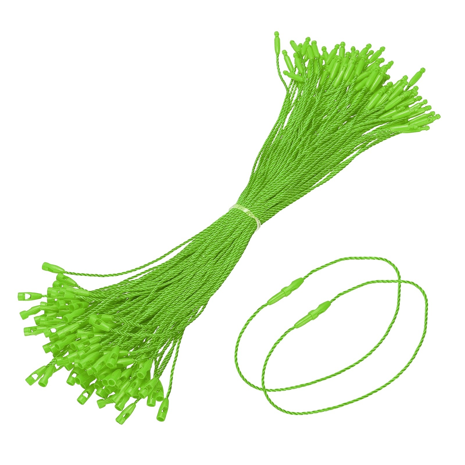 1000 Pcs Polyester Hang Tag String 8" Snap Lock Pins Loop Fastener, Green