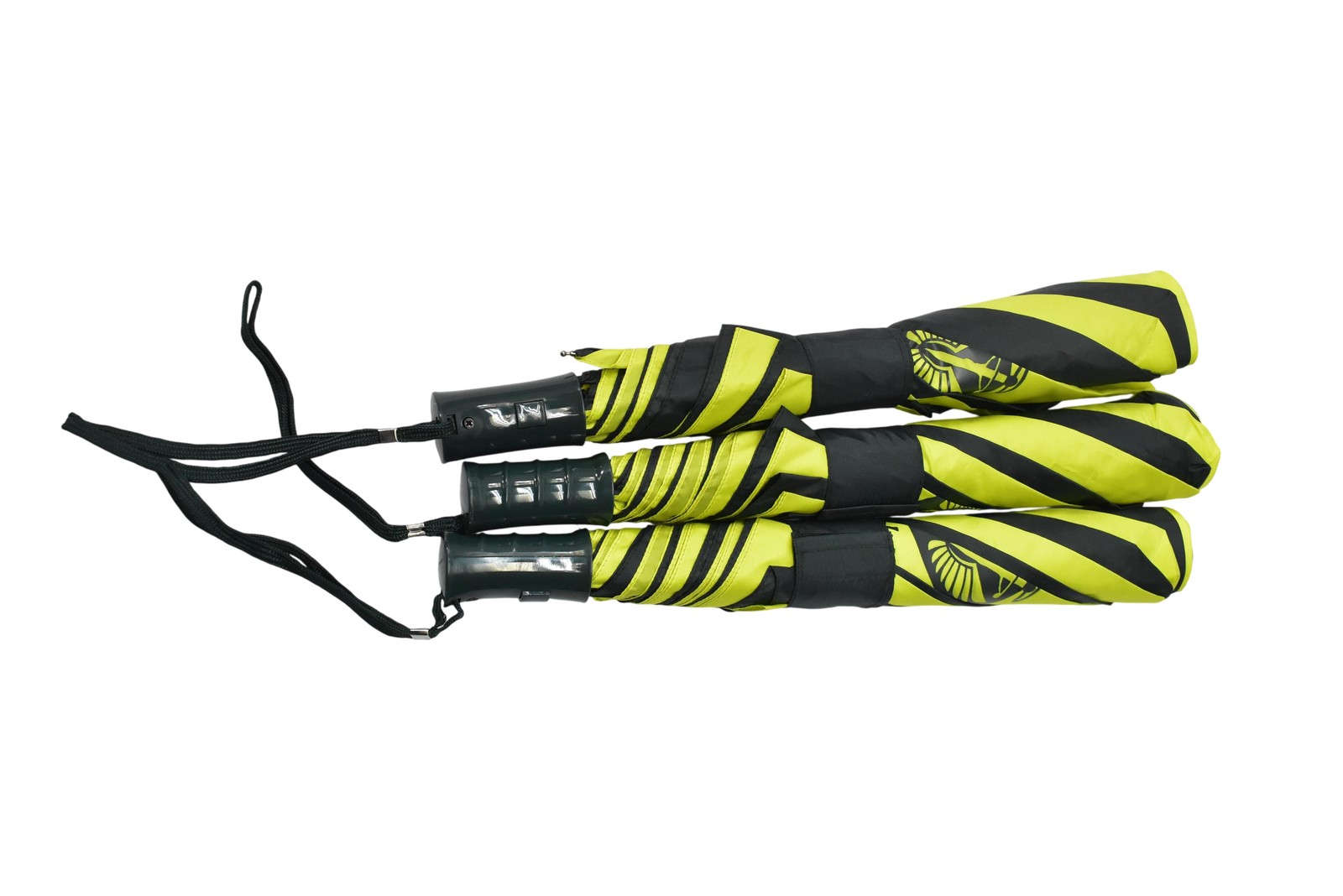 3 Storm Duds Umbrella Compact Folding Yellow Black Striped BRANDED One Size