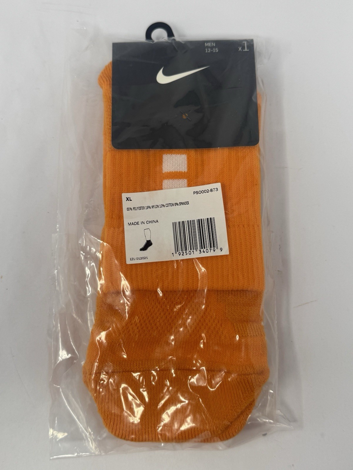 Nike Orange Tennessee Volunteers Elite Stripe High Quarter Socks Mens Size 12-15