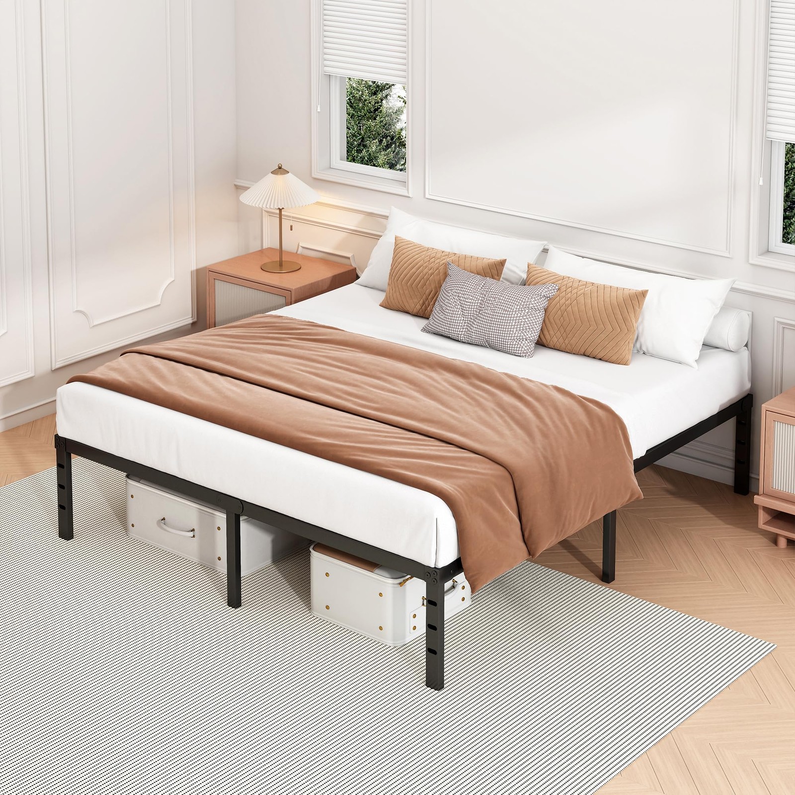 18 Inch Full Bed Frame - Sturdy Metal Platform Full Size, No Box Spring Neede...
