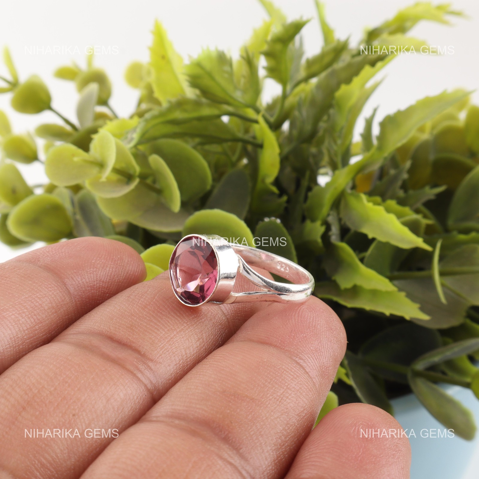 Sterling Silver Natural Rhodolite Promise New Solitaire Handcrafted Ring Jewelry