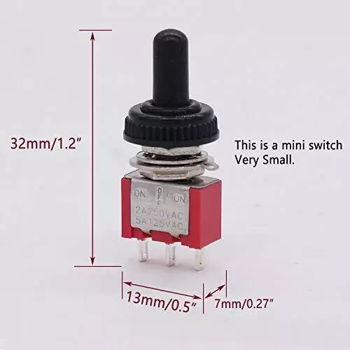 Twidec/6Pcs Mini Momentary Toggle Switch SPDT 3 Position 3 3Pin（ON)-OFF-(ON)