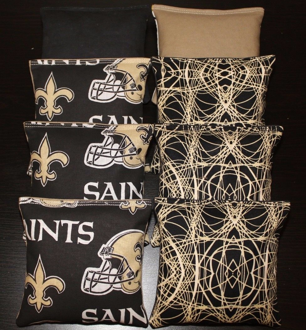 All Weather "NEW ORLEANS SAINTS" Cornhole Bean Bags Resin Filled Waterproof!