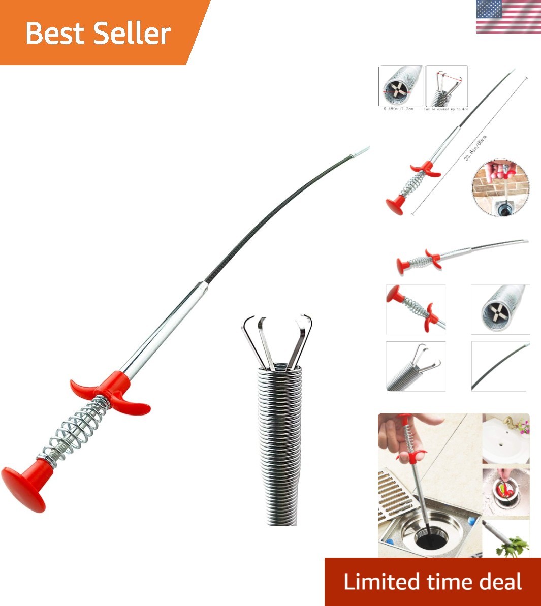 Lightweight & Durable 24-Inch Sink Grabber with Rigid Claws for Easy Cleanup