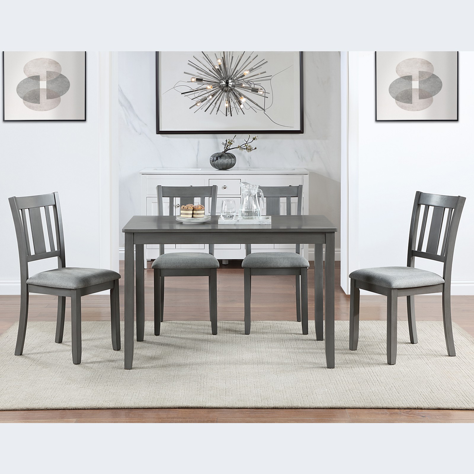 Wooden Dining Rectangular Table, Kitchen Table for Small Space, 4 Person Dinin