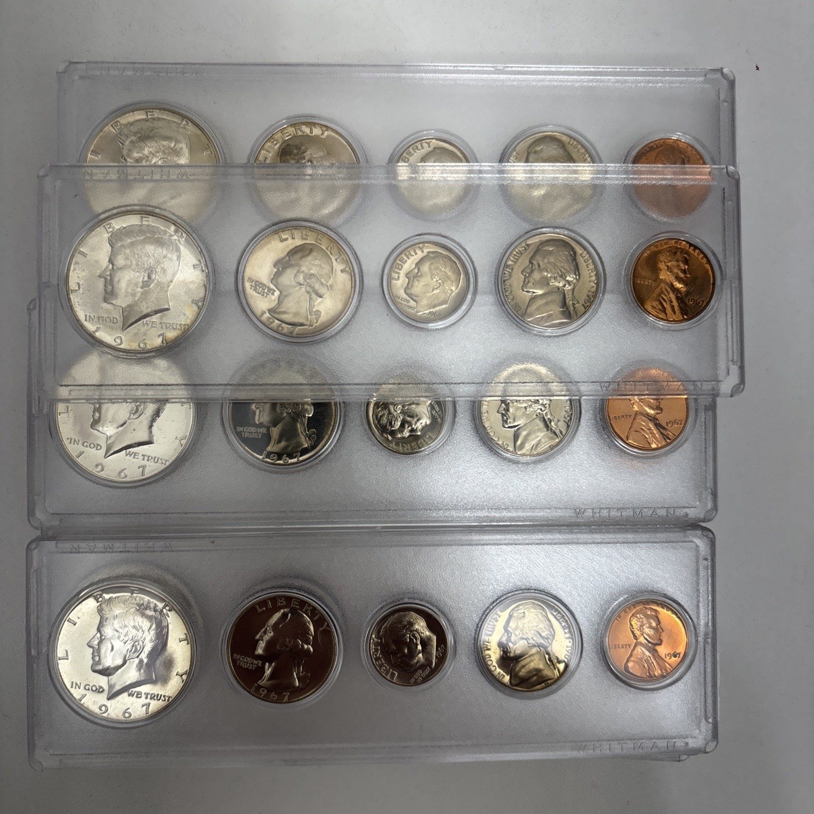 Lot of 10 1967 US Special Mint Set SMS Coins 40% Silver Kennedy Half Dollars