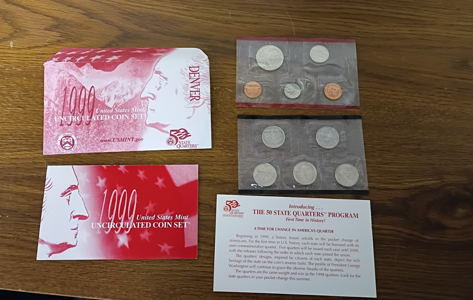 1999 United States Mint Uncirculated Coin Set With State Quarters - Denver