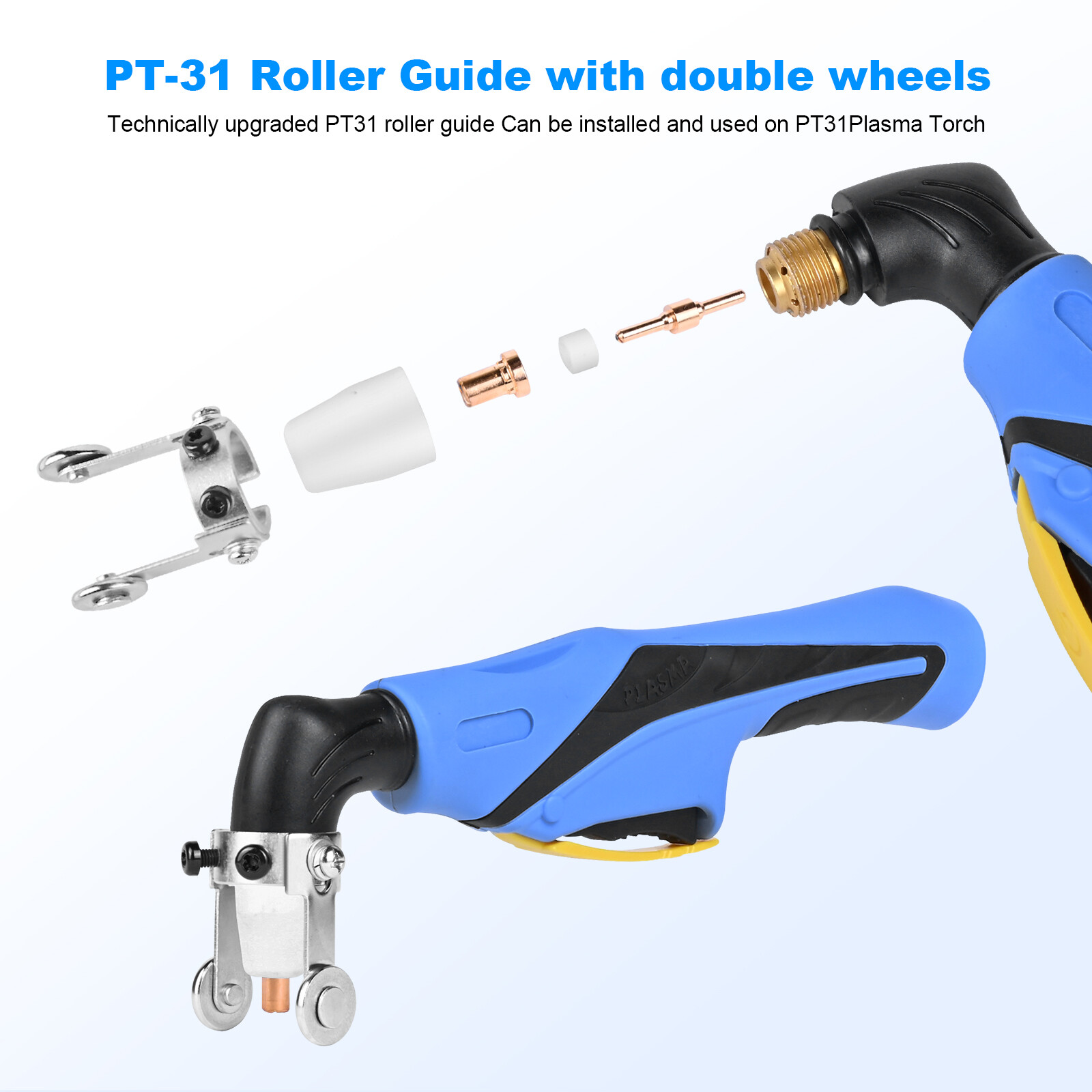 Reboot 2PCS PT-31 Plasma Cutter Roller Guide Wheel with 40pcs Torch Consumables