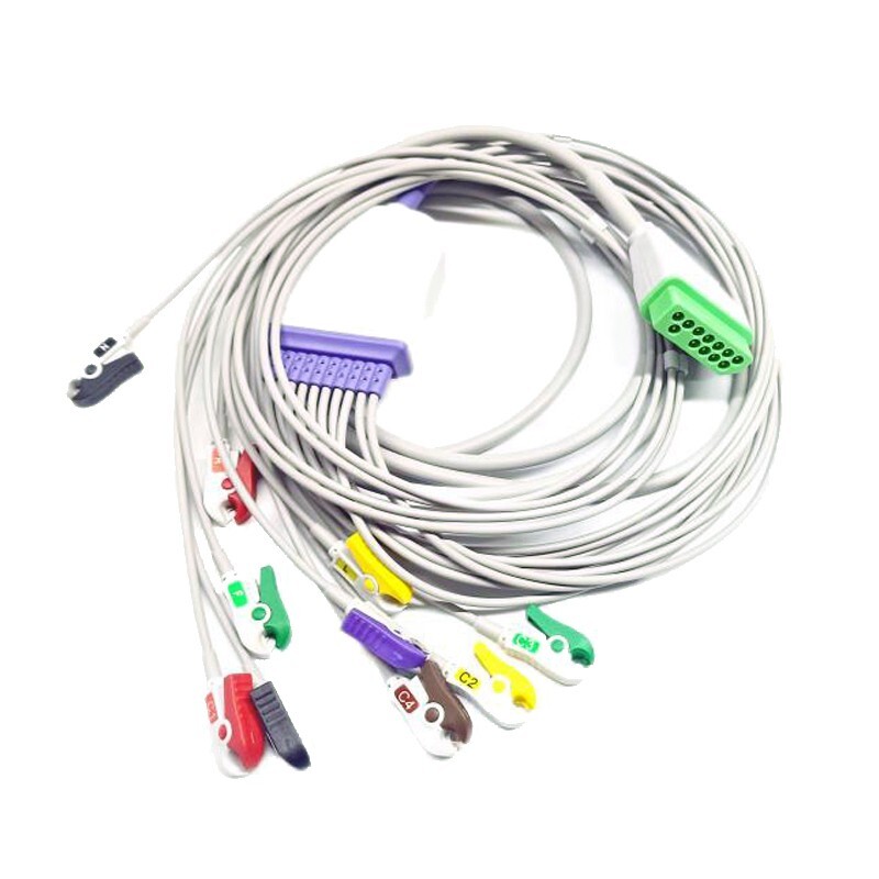 12pin One-Piece EKG Leadwire Cable 10-Leads,Grabber,for Nihon Kohden BJ-900PA