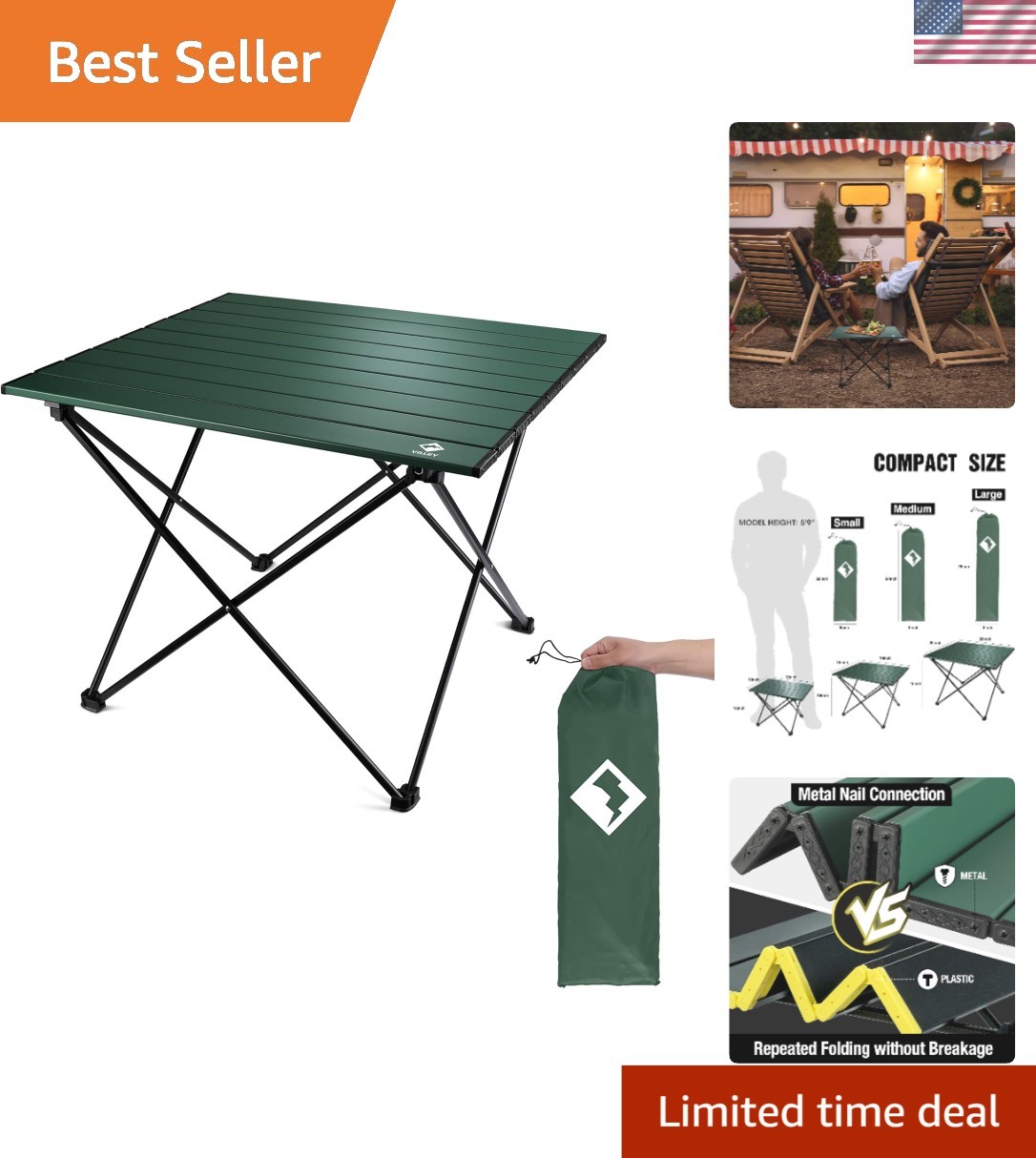 Portable Camping Side Table, Ultralight Aluminum Folding Beach Table with Car...