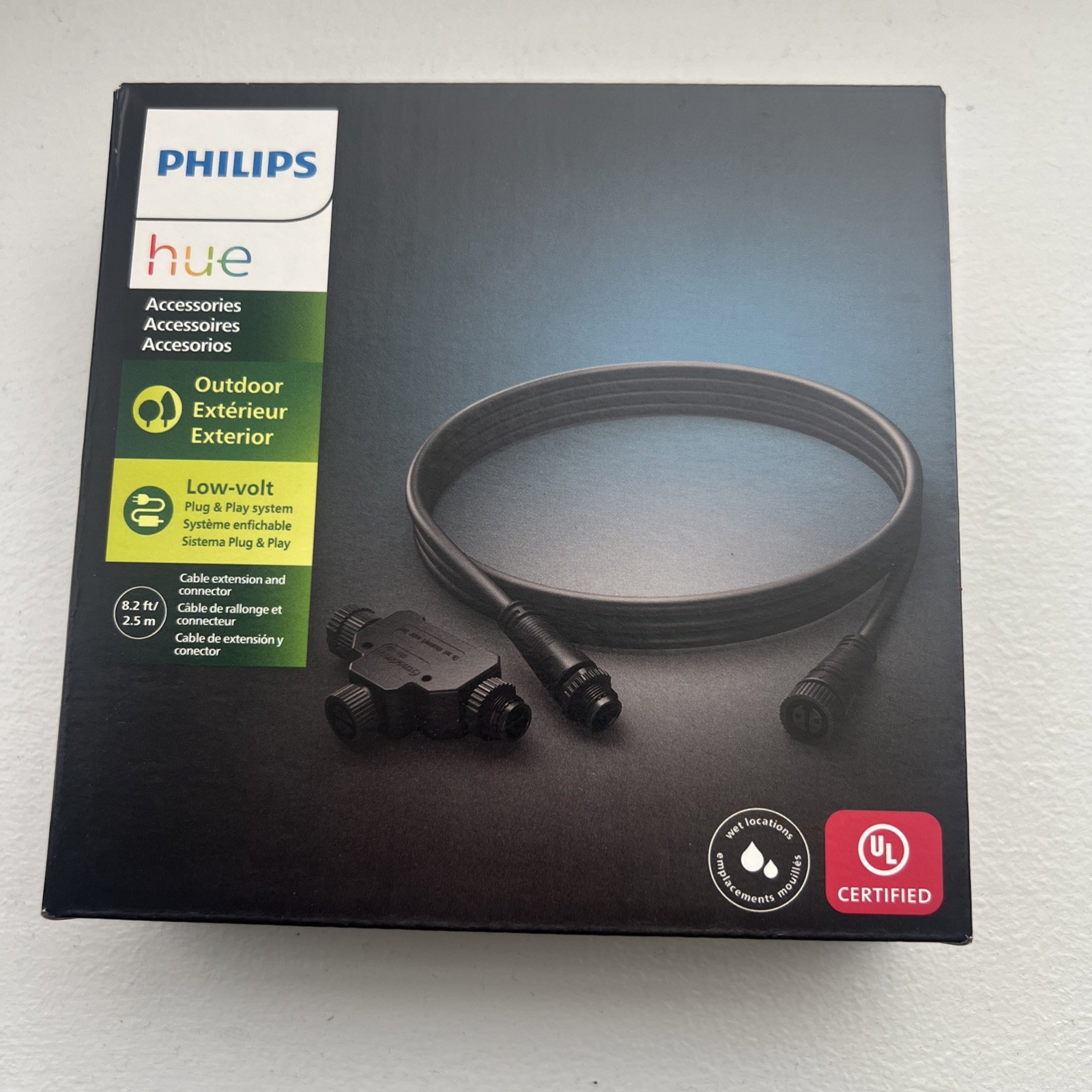 Philips Hue 8.2ft Outdoor Cable extension and T-Connector Smart Home 1748930VN-a