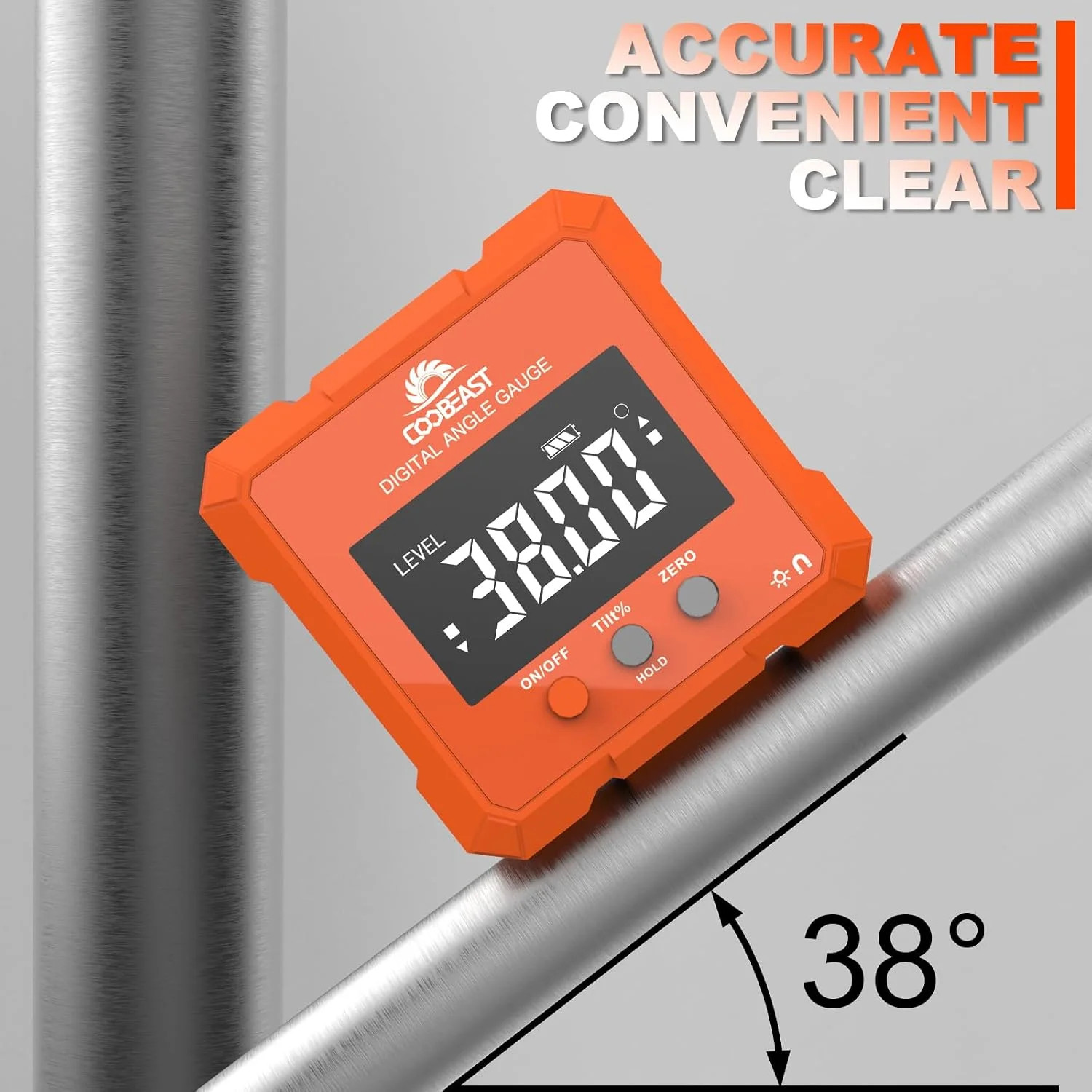 Digital Angle Finder Magnetic Base Compact Digital Level Protractor Orange | Ang