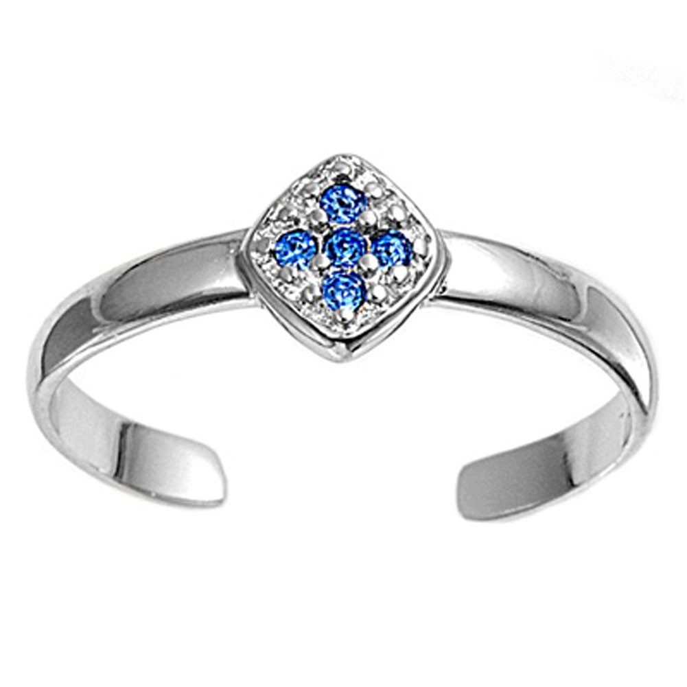 Blue Simulated .925 Sterling Silver Toe Ring