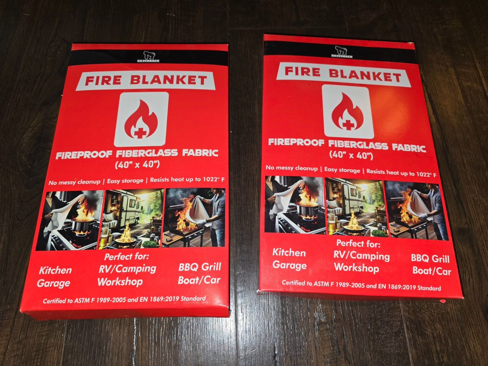 Lot of 2 Silverback 40" X 40" Fireproof Fiberglass Fire Blanket New