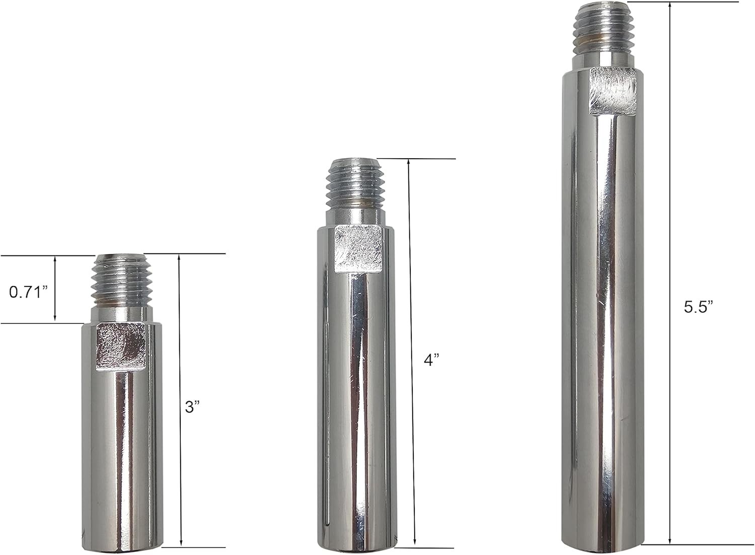 Versatile 5/8"-11 Grinder Extension Rods Set - 3" 4" & 5.5" Sizes for Precision