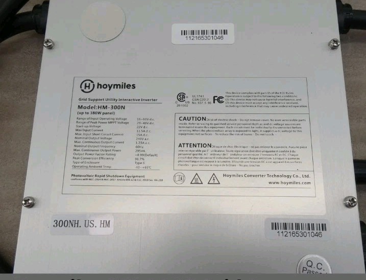Hoymiles HM-300N Grid Support Utility Interactive Inverter Microinverter