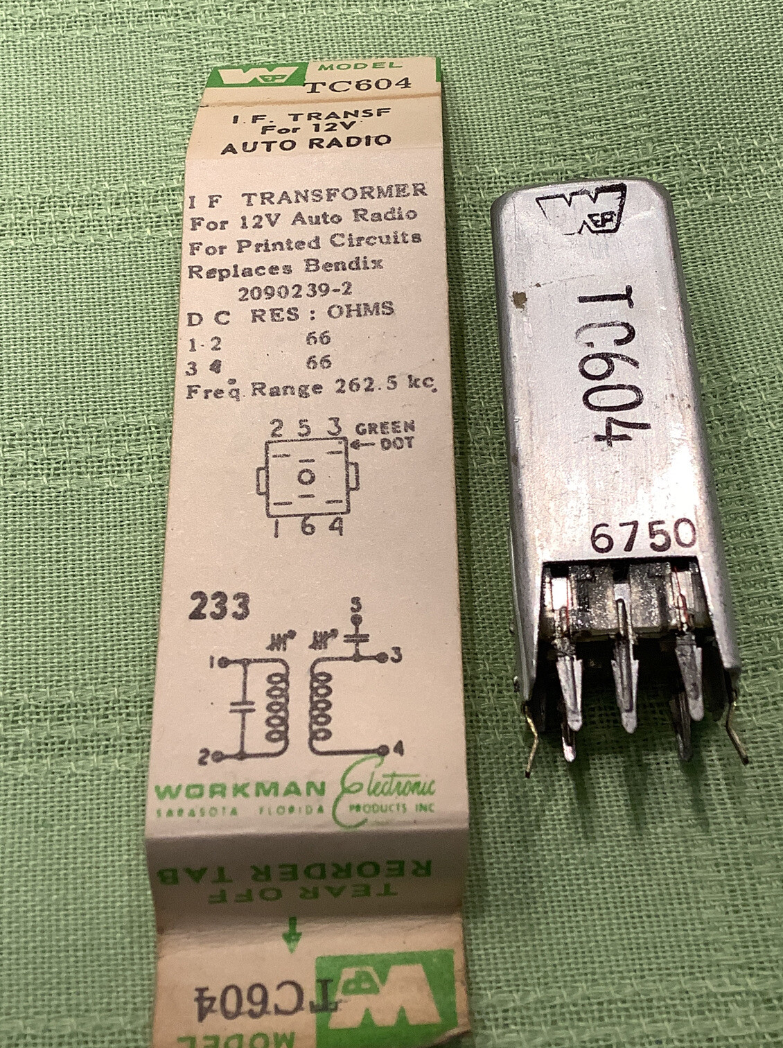 Workman TC604 Bendix 2090239-2 262.5kc IF Trans Auto Radio 12v
