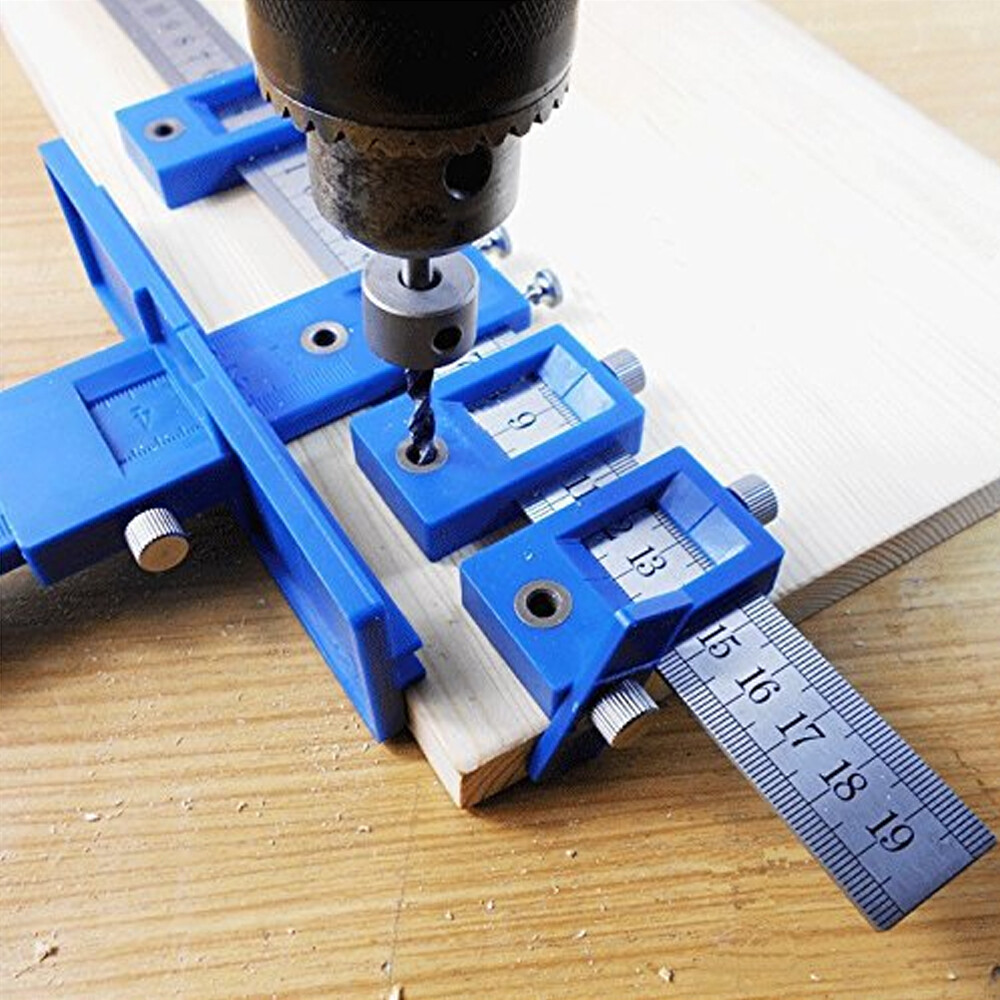 Adjustable Guide Punch Locator Tool Drill Sets Jig Drawer Pull Wood Drilling DIY