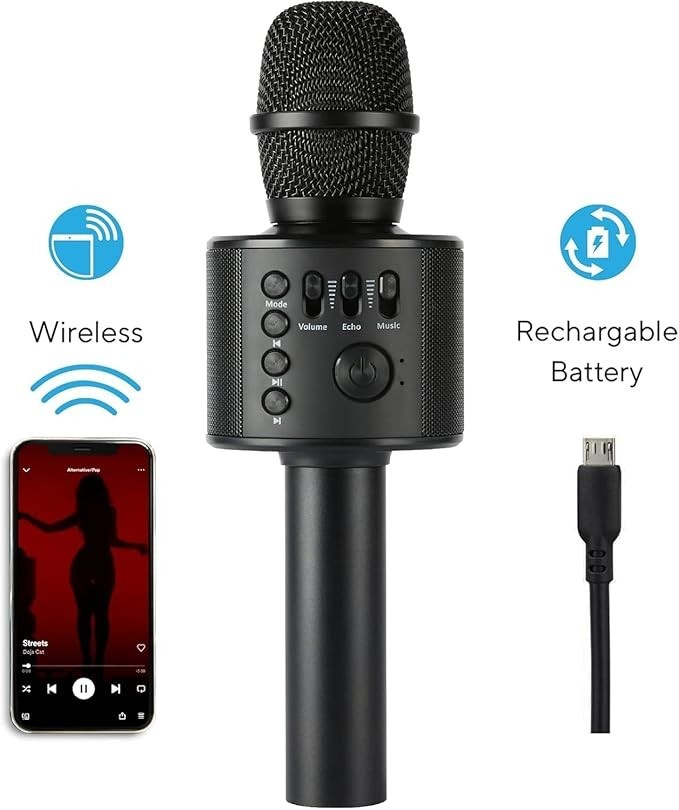Core Innovations Wireless Bluetooth Karaoke Microphone, Built-in Speakers, HD