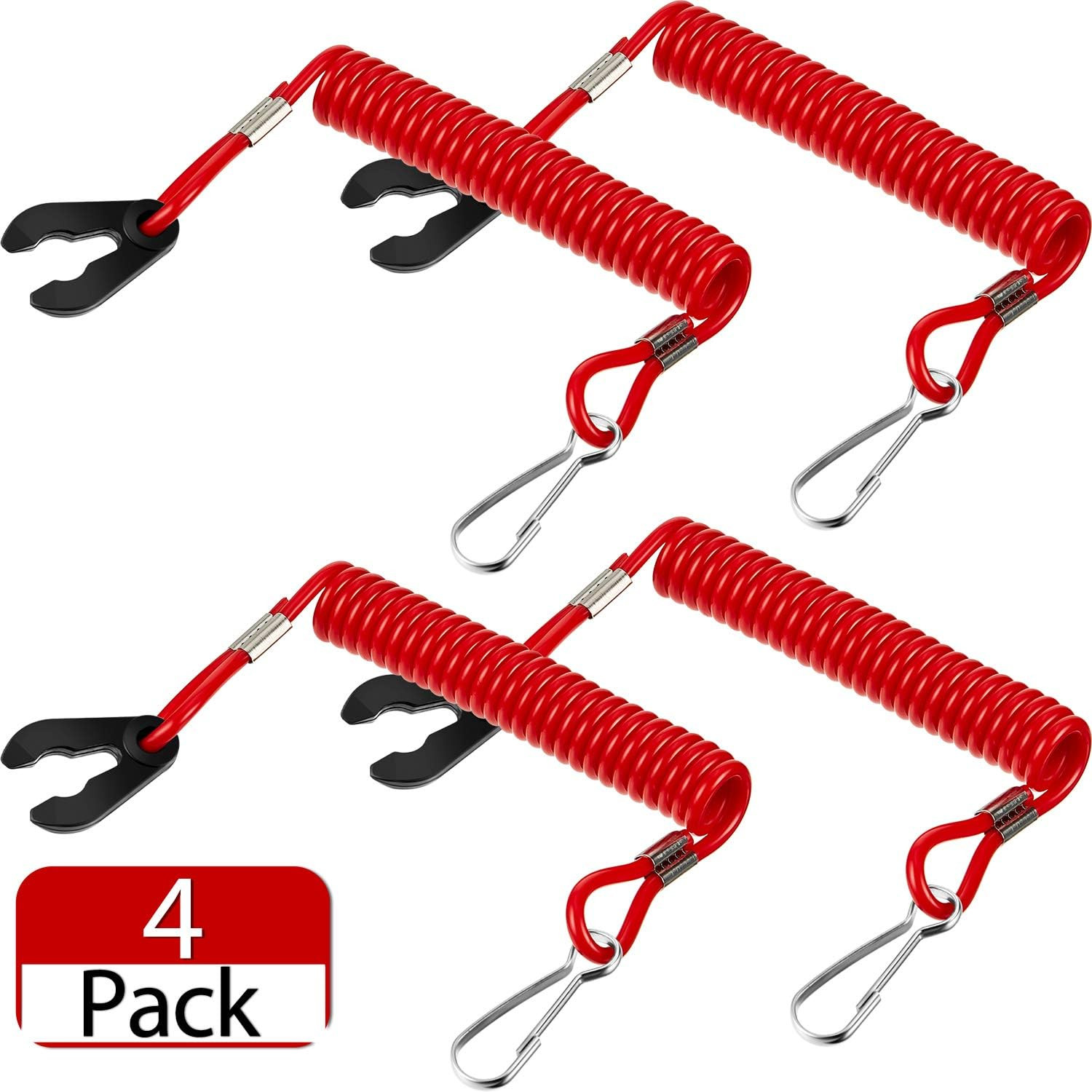 4PCS Universal Boat Kill Switch Lanyard Keys Emergency Engine Stop Tether Cord