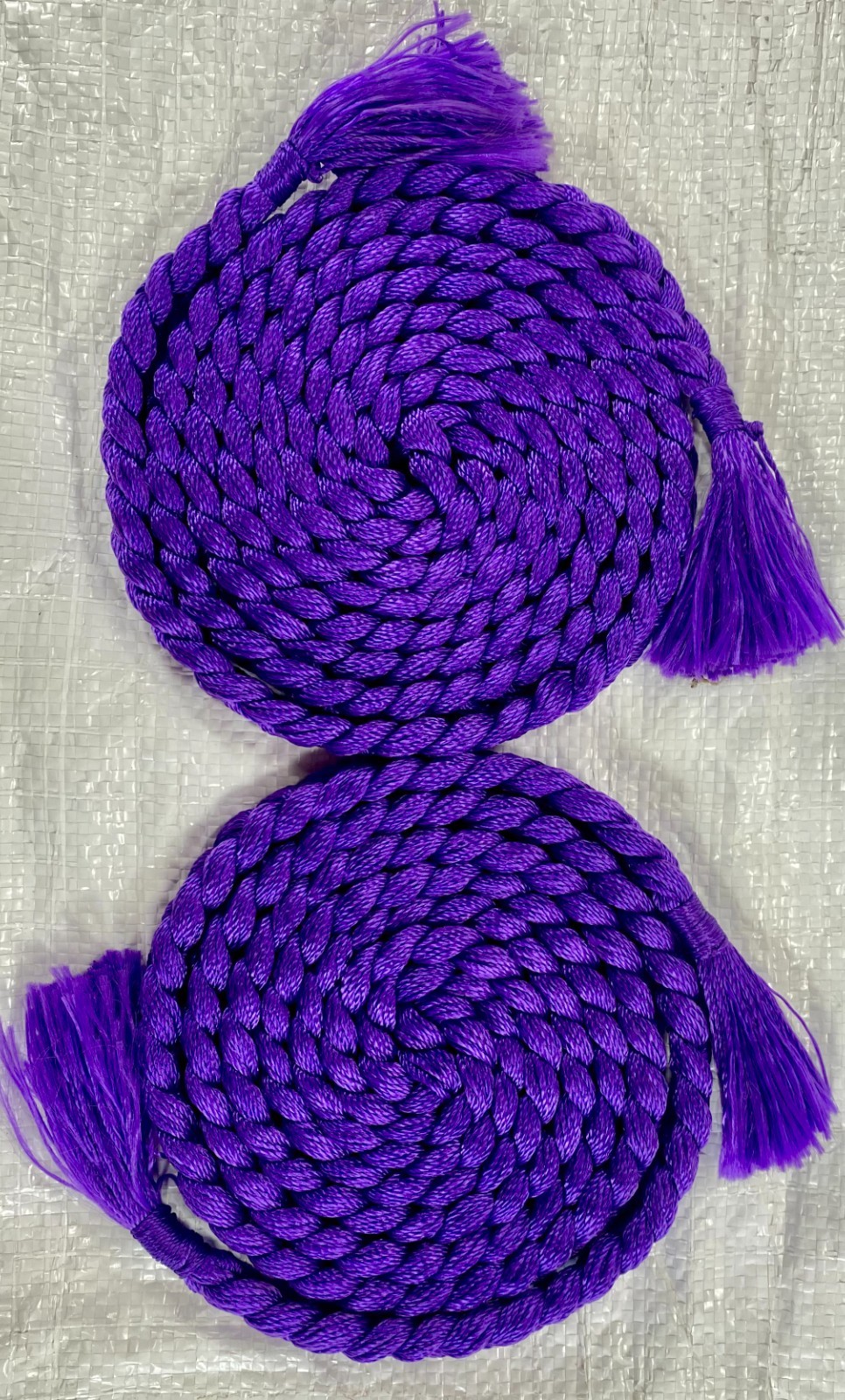 Purple Braided Rope with Tassels (set of 2) nylon, 7+ feet long *Free Shipping*