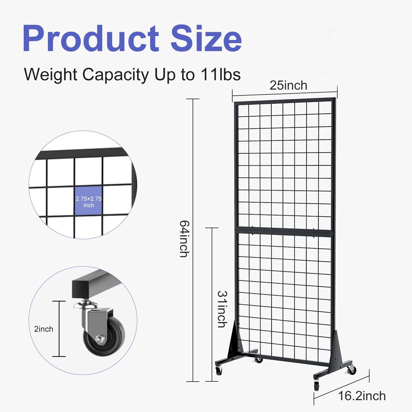 DEYEGELEA Gridwall Panel Display Stands 3pk 2'x5.5'