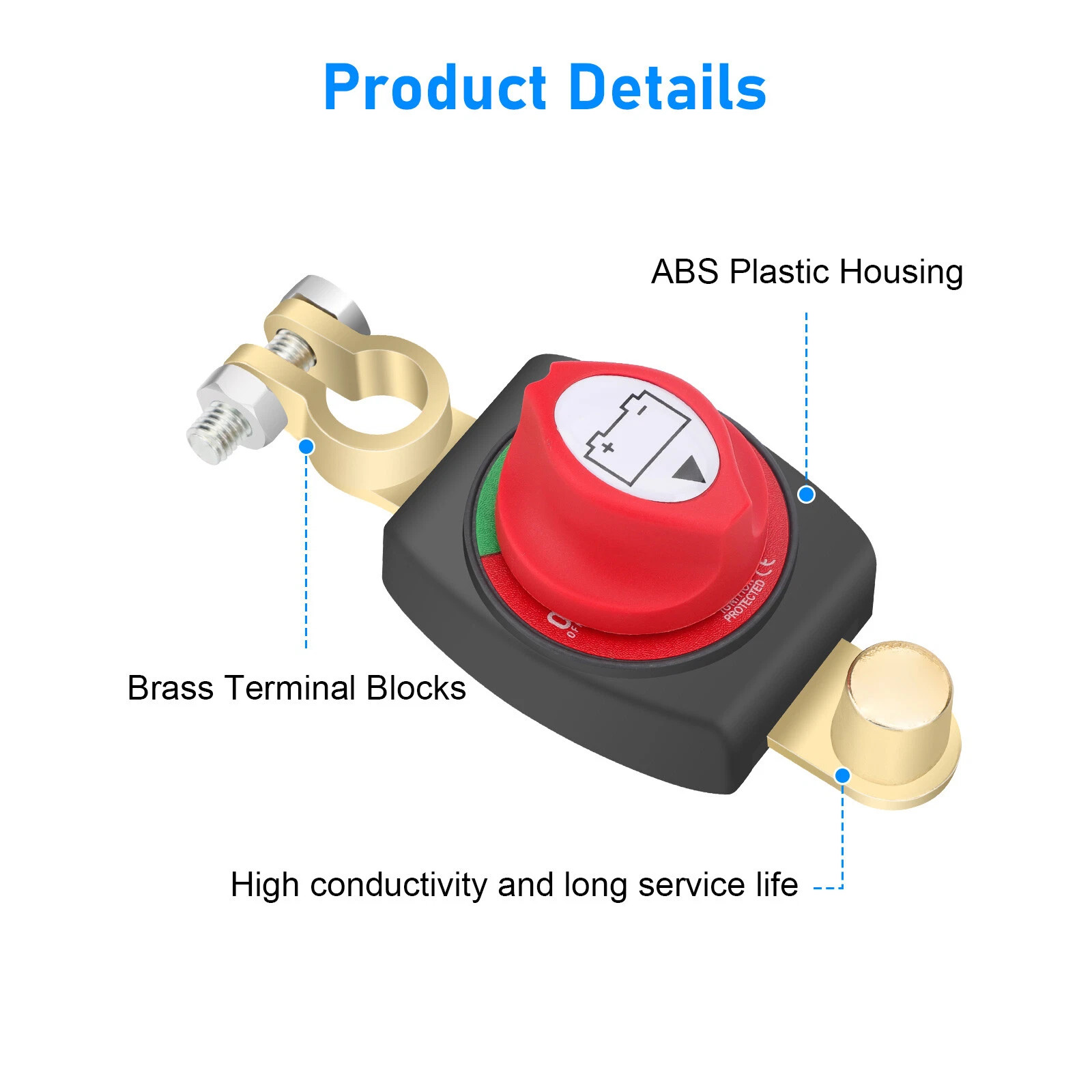 12-48V Top Post Battery Disconnect Switch - Marine Isolator/Cut-Off, Universal