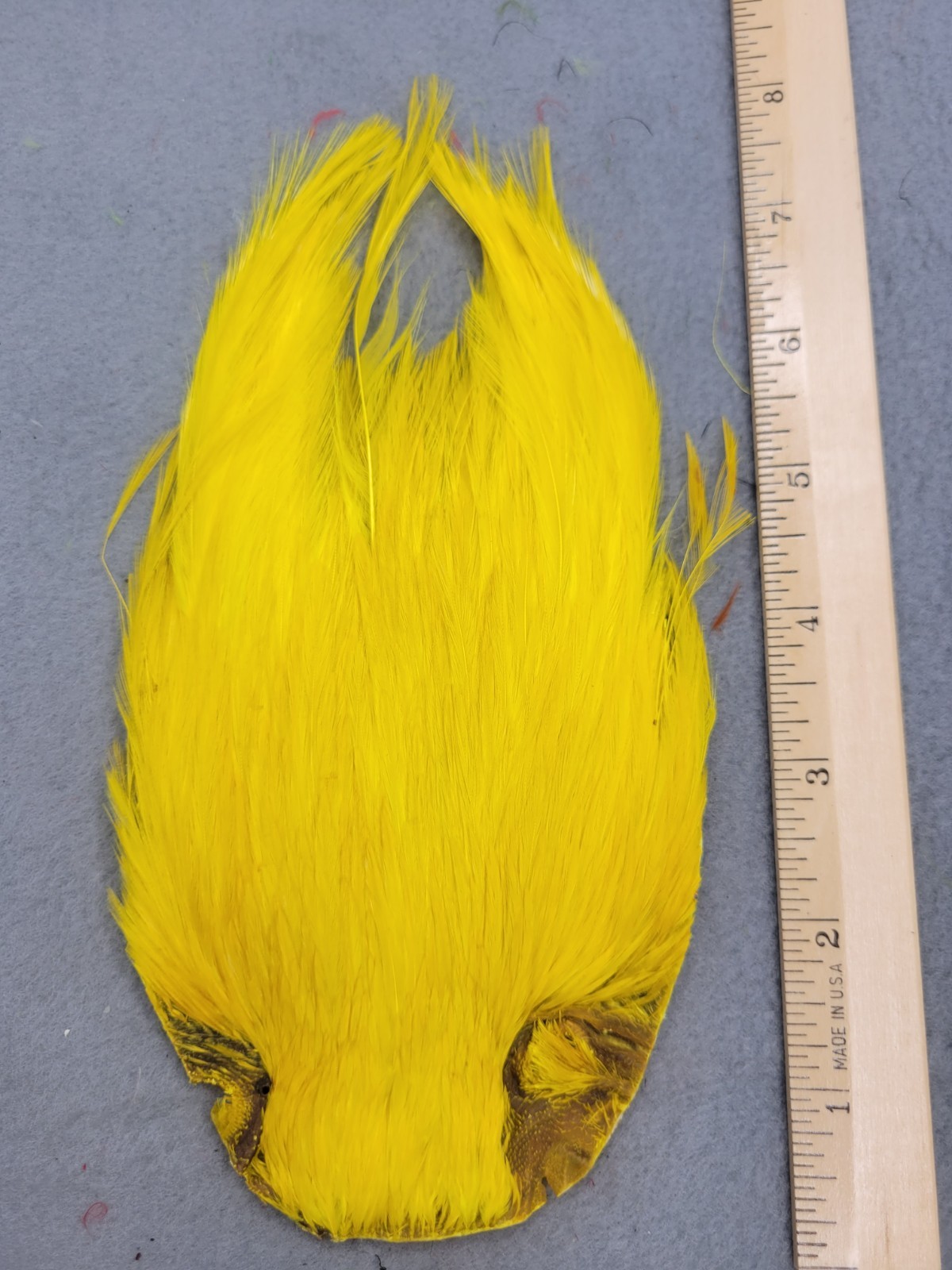 Lot 229,  Grade B,  DYED YELLOW India Rooster Streamer Neck Cape Feathers