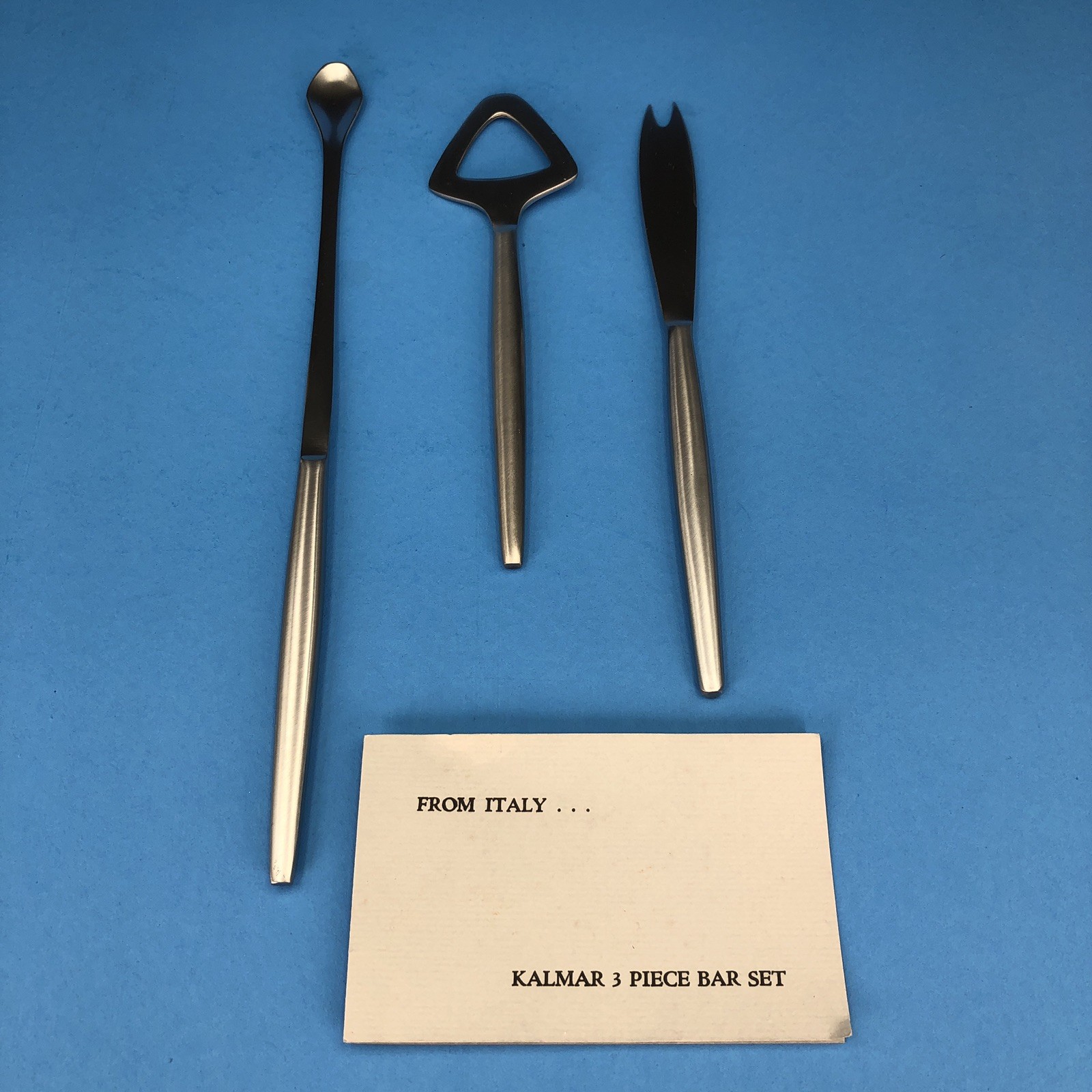Kalmar 3 Piece Bar Set Mixing Spoon - Bottle Opener - Knife Stainless Italy