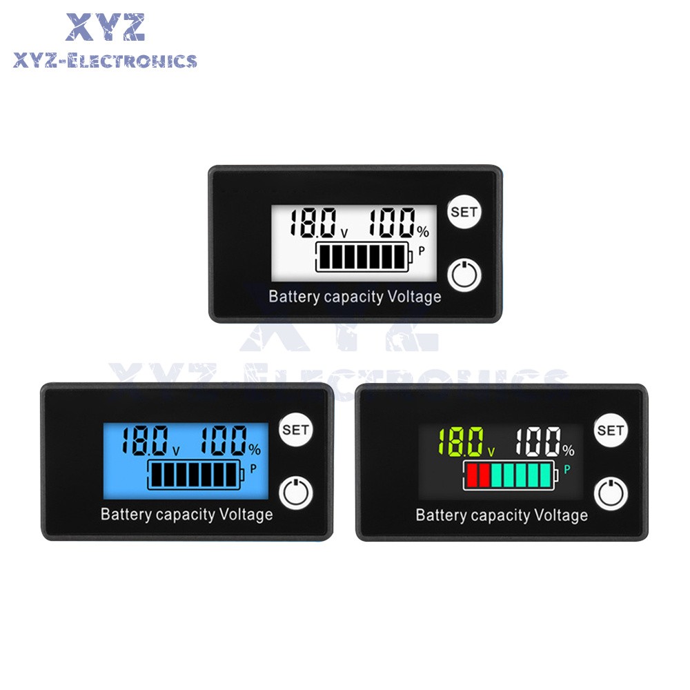 Battery Capacity Monitor DC8-100V Battery Meter 12V 36V 48V Percentage Voltage