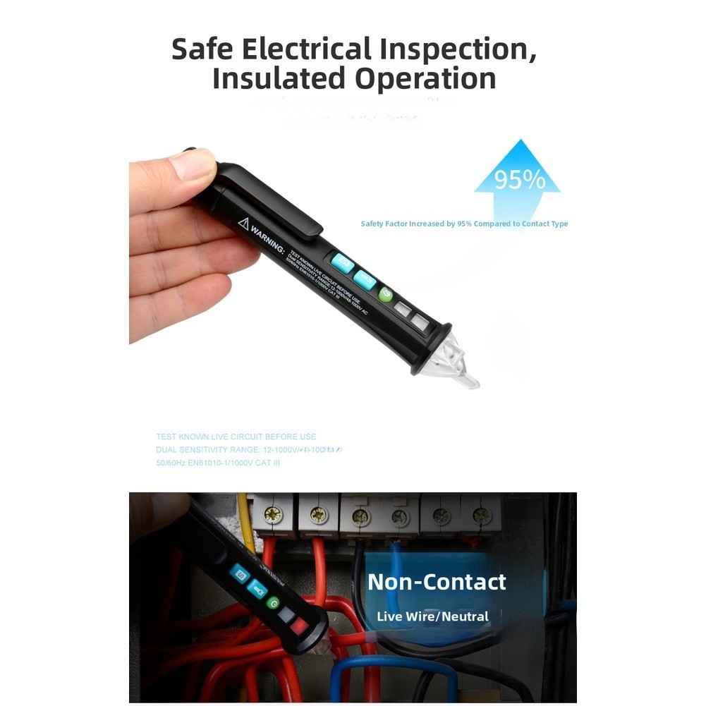 Non Contact Voltage Tester Pen for Live Neutral Wire Identification with Alarm