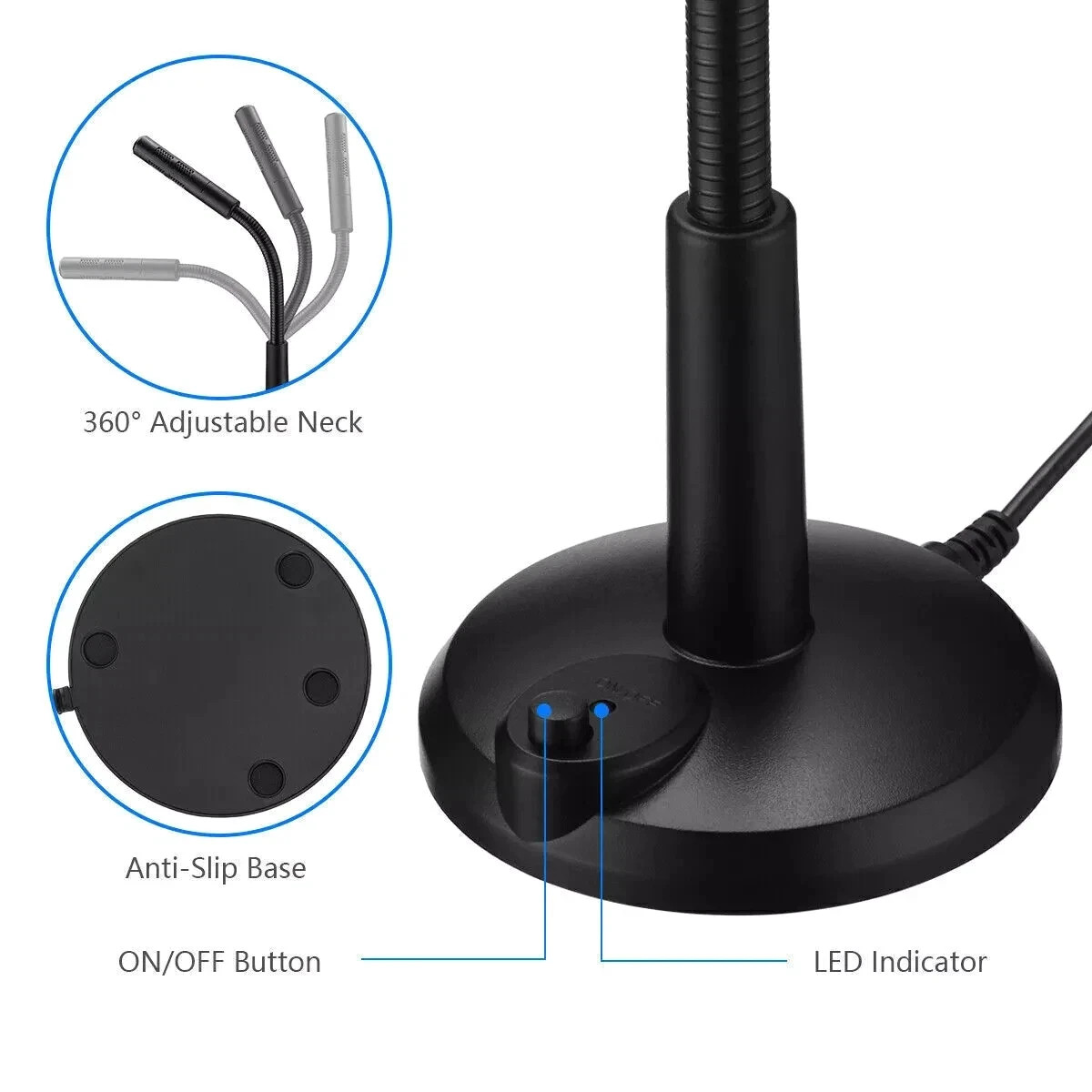Computer Mini Condenser Microphone USB Stand Recording Mic For PC Desktop Laptop