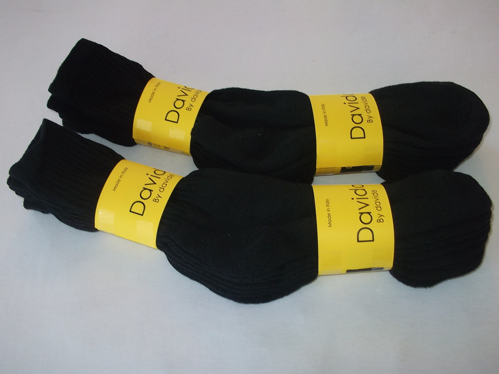 Davido Mens socks crew made in Italy 100% cotton 6 pairs black size 10-13