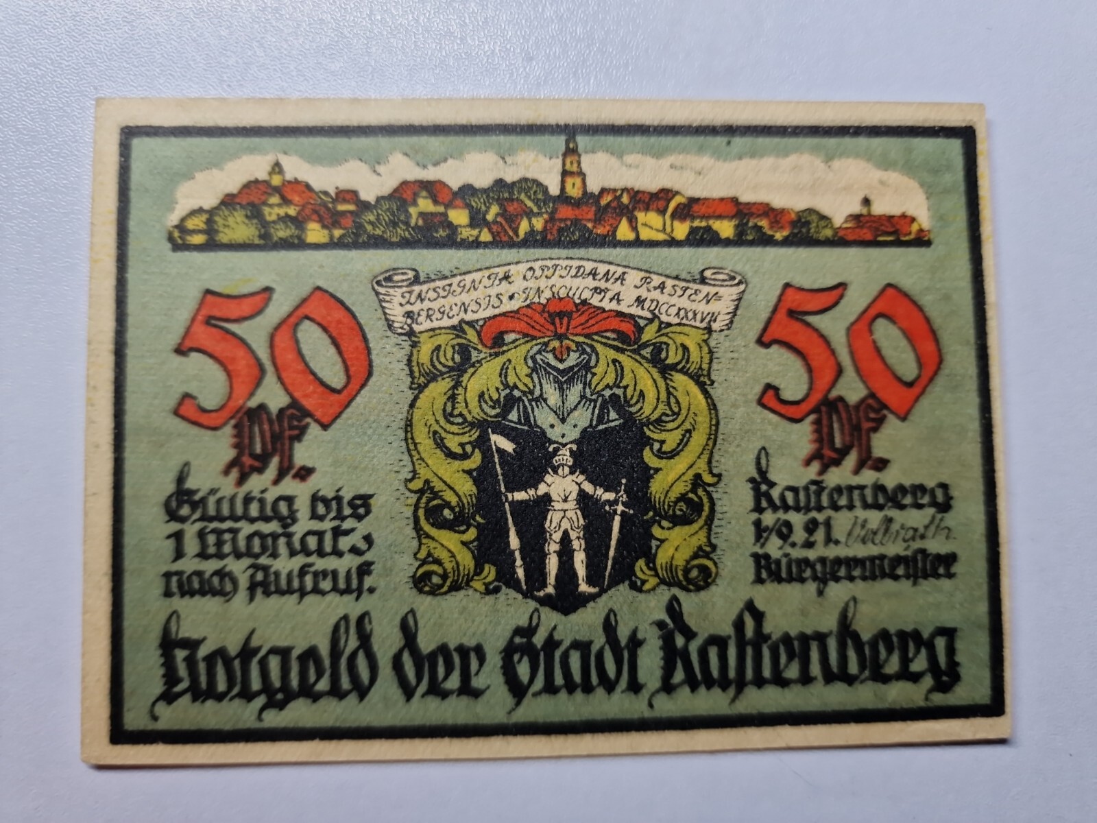 50 Pfennig 1921 Excellent Condition Old BANKNOTE Germany