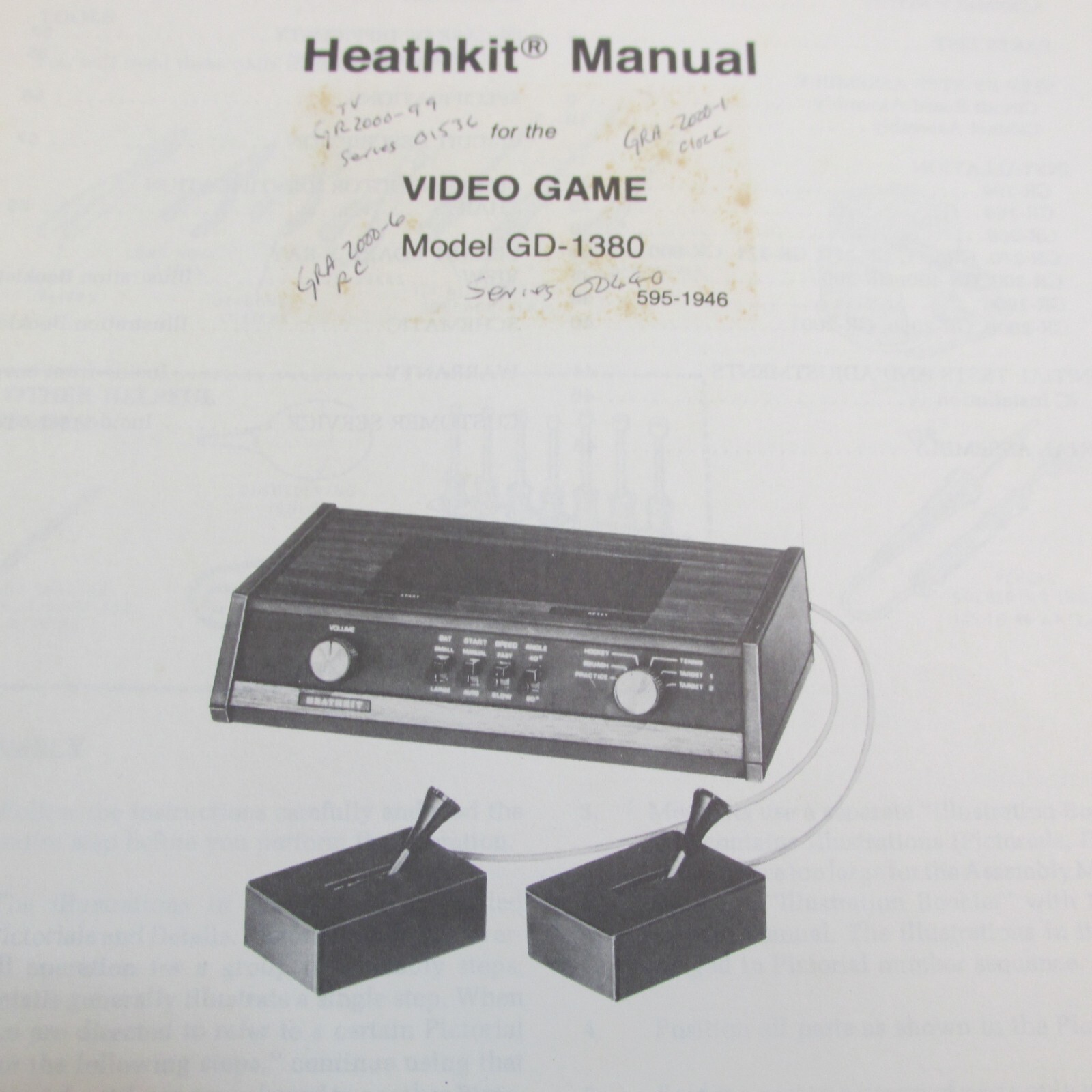 1976 Heathkit Manual GD-1380 Video Game System