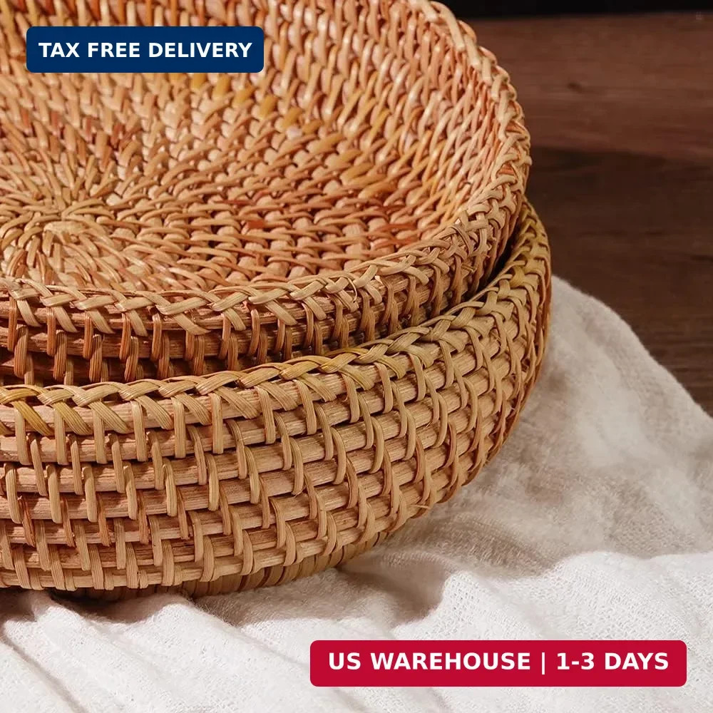 Small Round Keys Basket for Entryway Woven Baskets for Organizing Tabletop Decor
