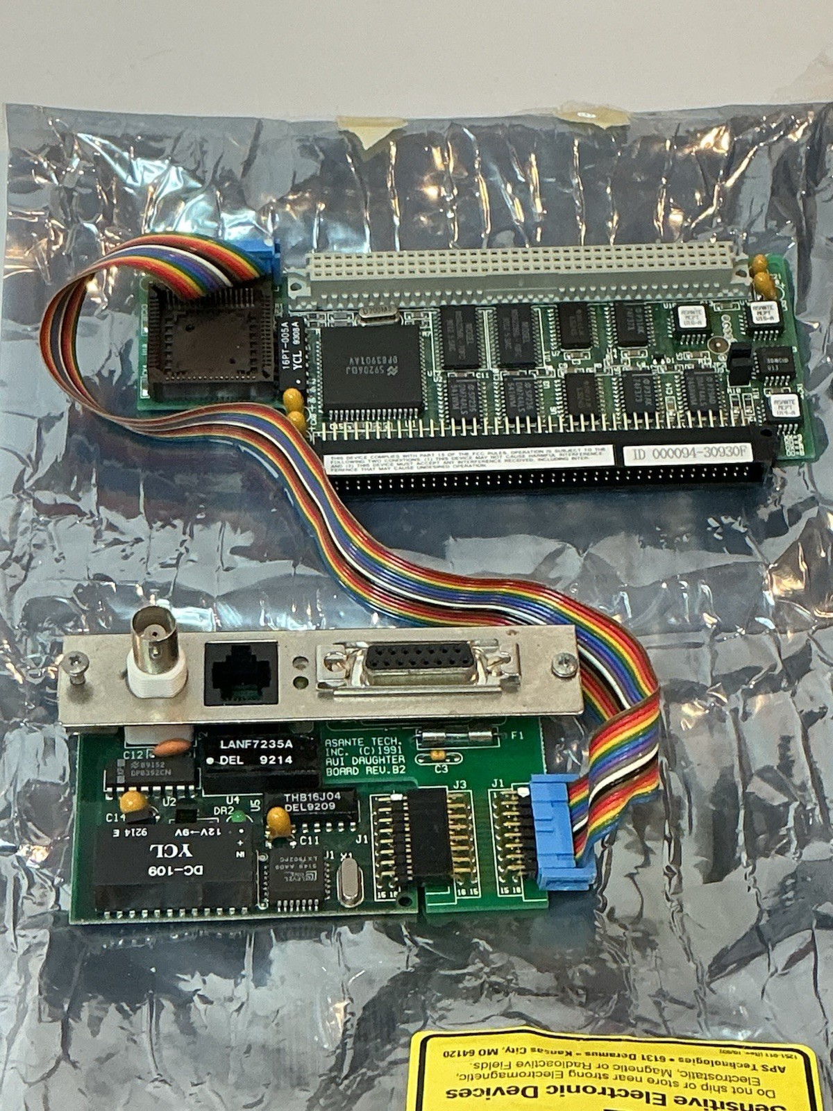 Vintage Asante MacCon Ethernet PDS Card w/ 68882 FPU Slot for Mac SE /30 IIsi